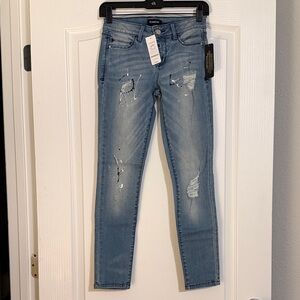 bebe Blue Distressed Skinny Jeans